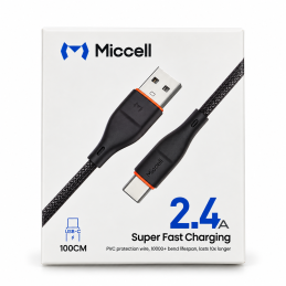 Cablu USB-A – USB-C Miccell VQ-D06, 2,4 A, 1 m, negru - ✔️ preț, recenzii | Microcantar.ro